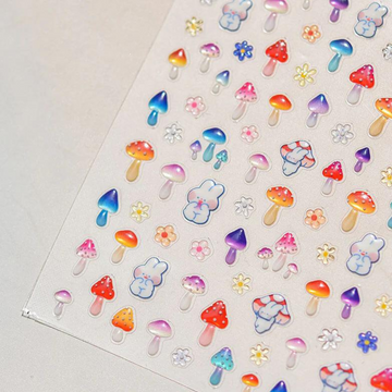 JellyPop Korean 3D - Jelly Style Cute Mushroom Nail Stickers | Adorable Nail Art