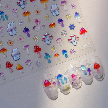 JellyPop Korean 3D - Jelly Style Cute Mushroom Nail Stickers | Adorable Nail Art