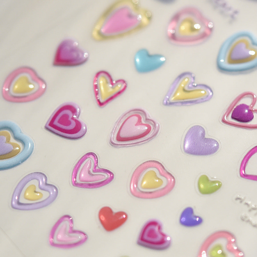 JellyPop Korean 3D - Hearts Nail Decals, Jelly-Style Nail Stickers, 3D Nail Stickers, Heart Nail Charms