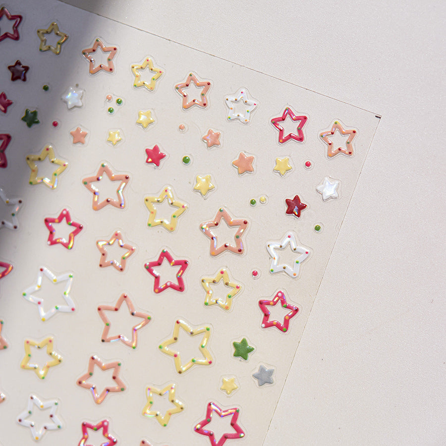 JellyPop Korean 3D -Stars Stars Nail Decals, Jelly-Style Nail Stickers, 3D Nail Stickers, Star Nail Charms